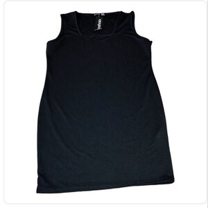 Boohoo Slim Fit Black Square Neck Mini Tank Dress or Layering Tunic Size…